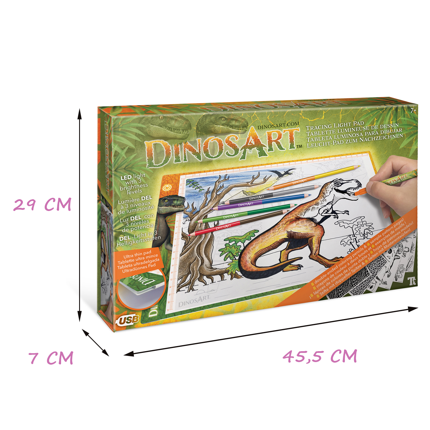 Детский световой планшет DinosArt для рисования с двухсторонними карандашами - фото 4