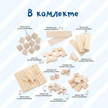 Конструктор Краснокамская игрушка Строим сами неокрашенный 66 деталей