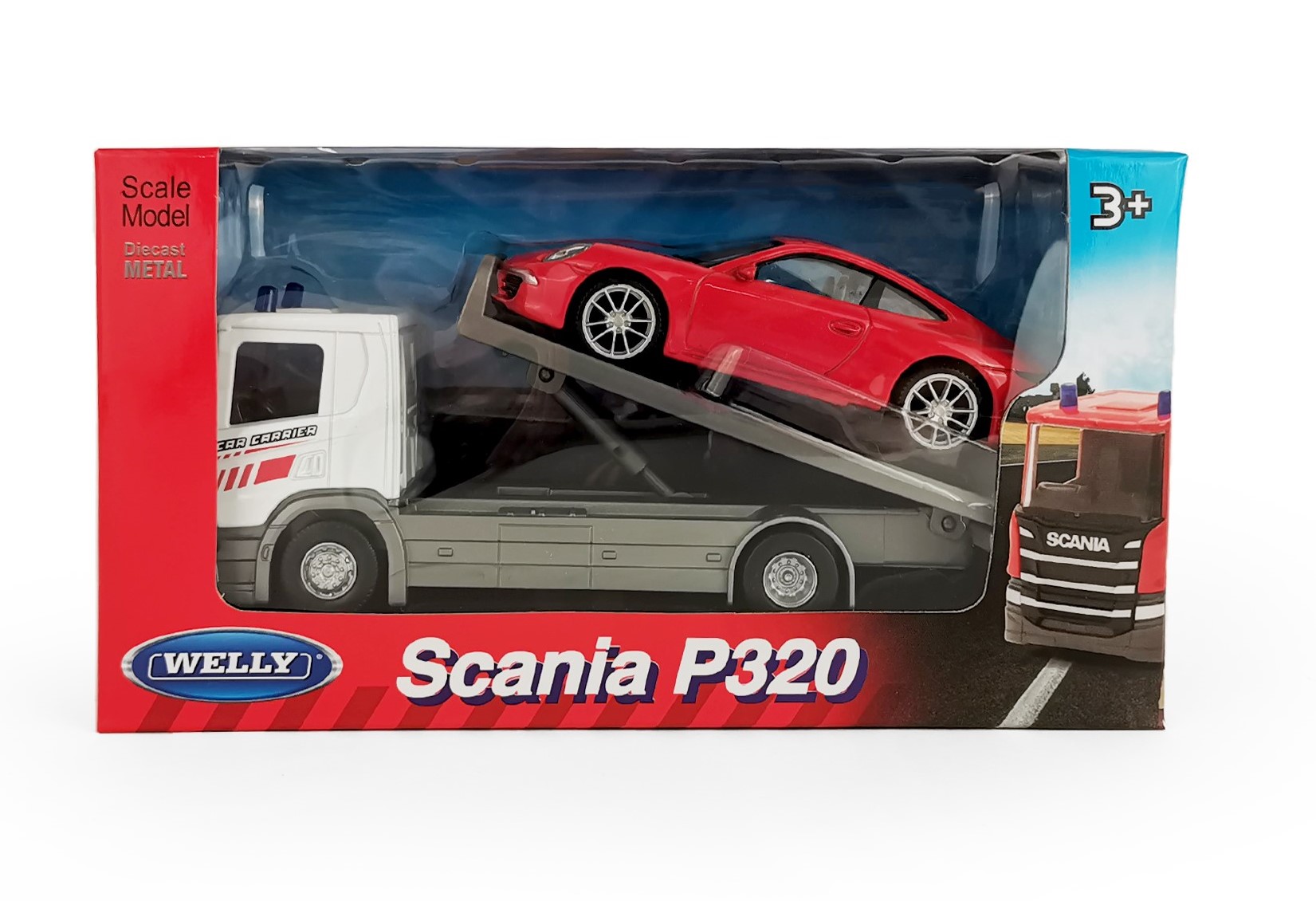 Набор WELLY Модели машин грузовик Scania 1:57 и Porsche 911 Carrera S 1:43