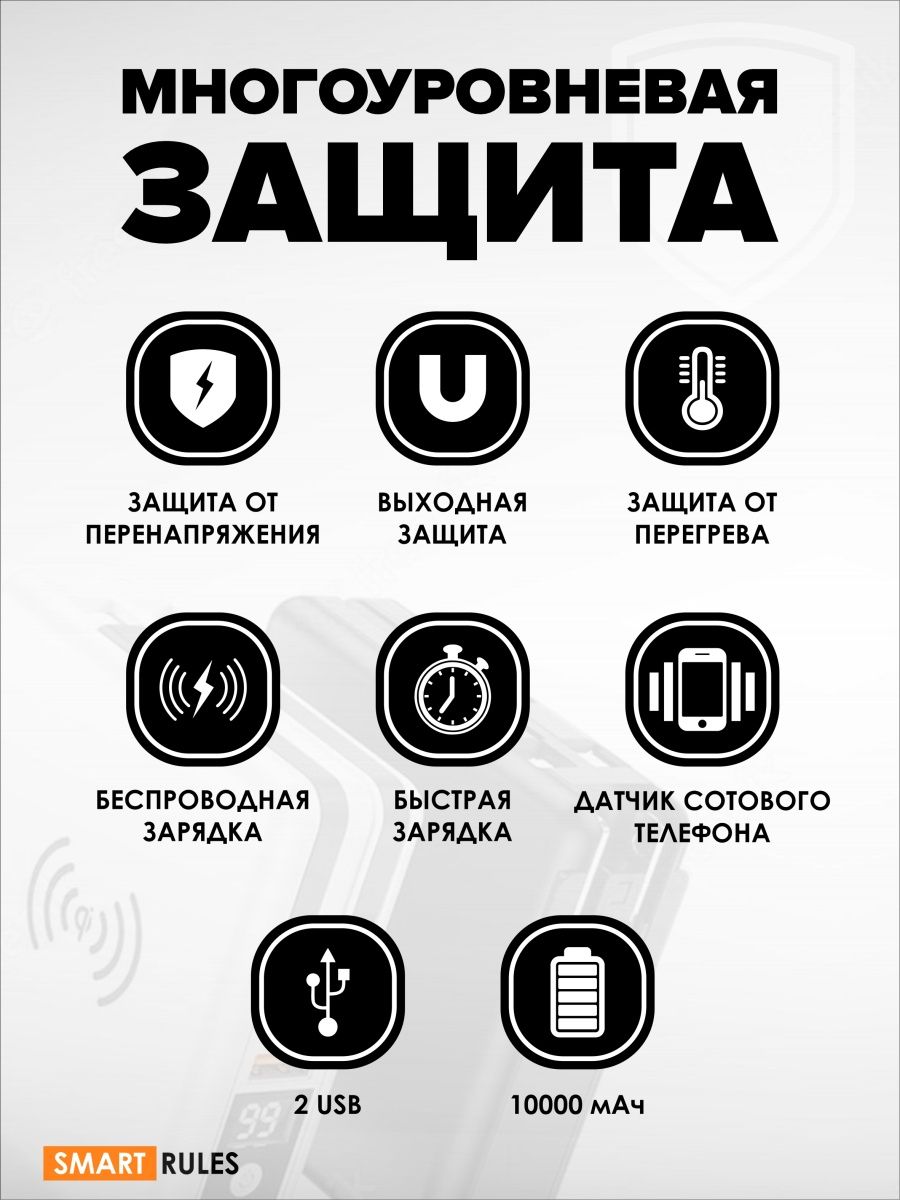 Беспроводной Powerbank SmartRules Black 10000 мАч - фото 4