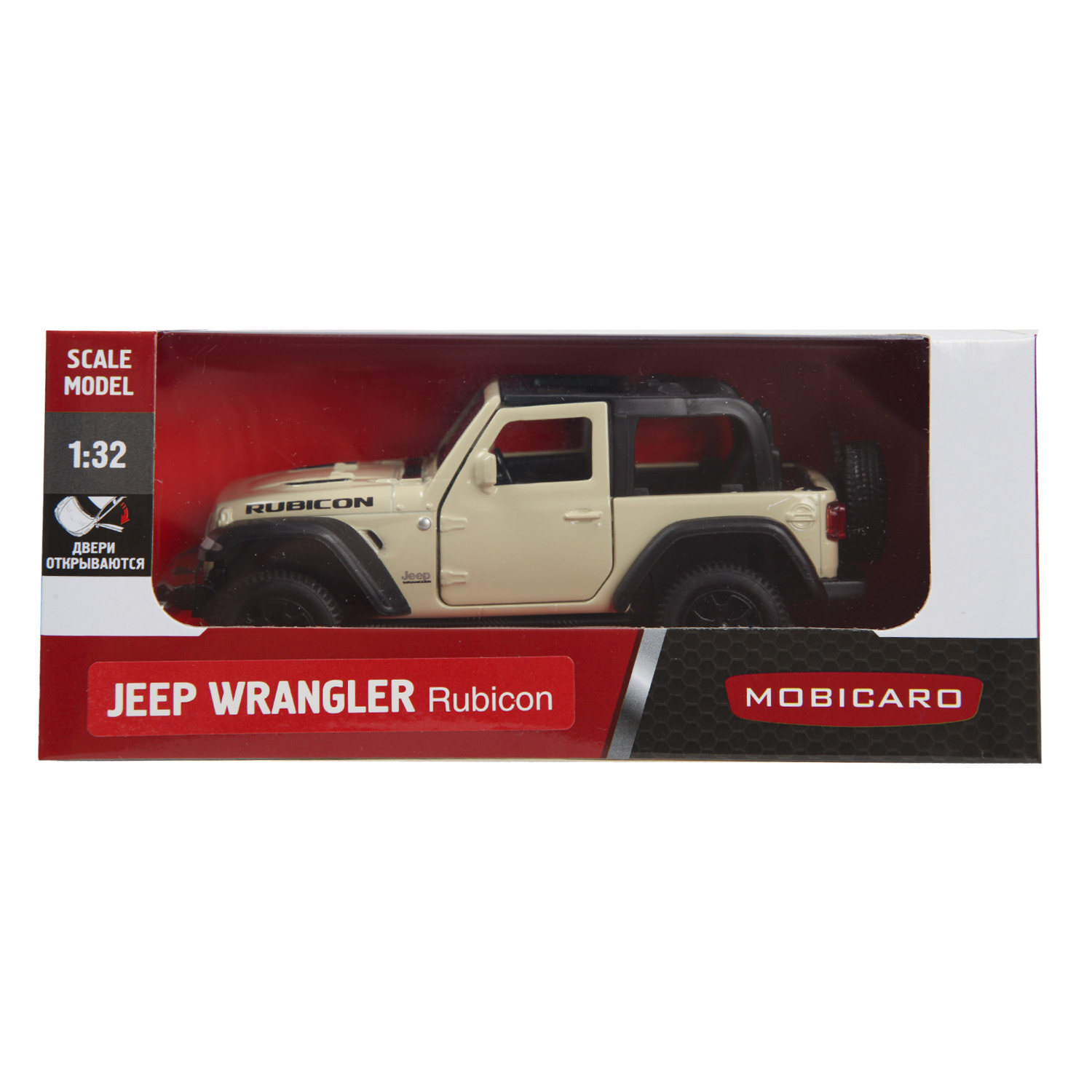 Машинка Mobicaro 1:32 Jeep Rubicon Open Top Бежевая 544060NT(B) 544060NT(B) - фото 2