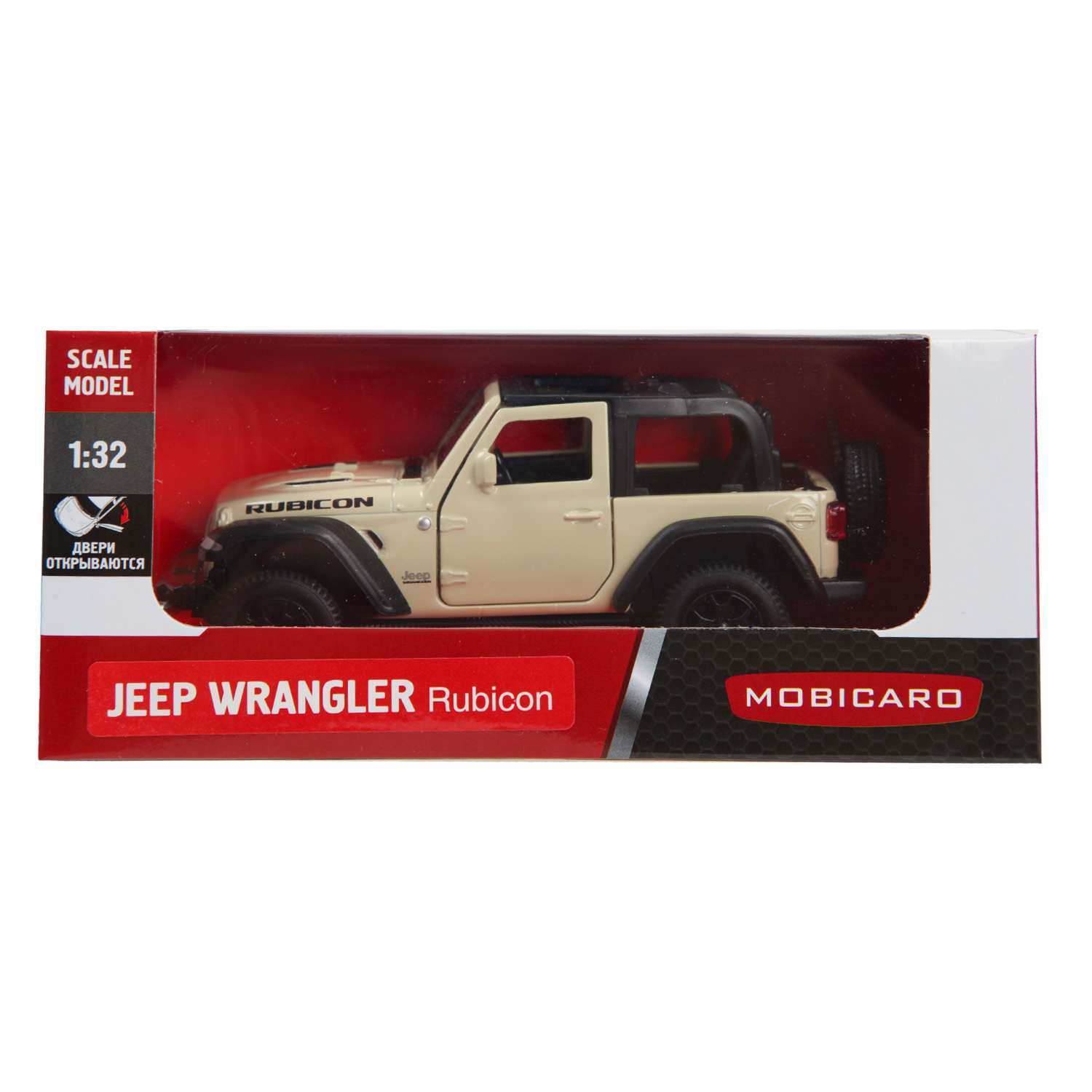 Машинка Mobicaro 1:32 Jeep Rubicon Open Top Бежевая 544060NT(B) 544060NT(B) - фото 2