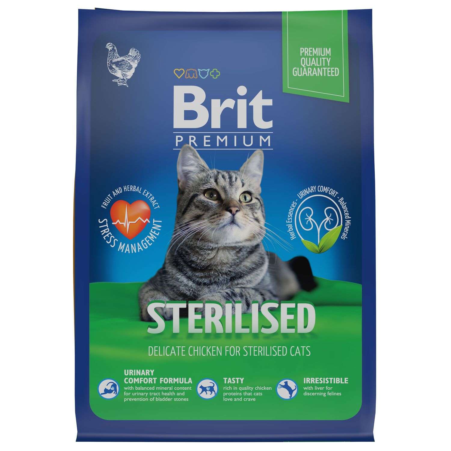Корм для кошек Brit 2кг Premium Cat Duck and Chicken для стерилизованных с уткой и курицей сухой - фото 1