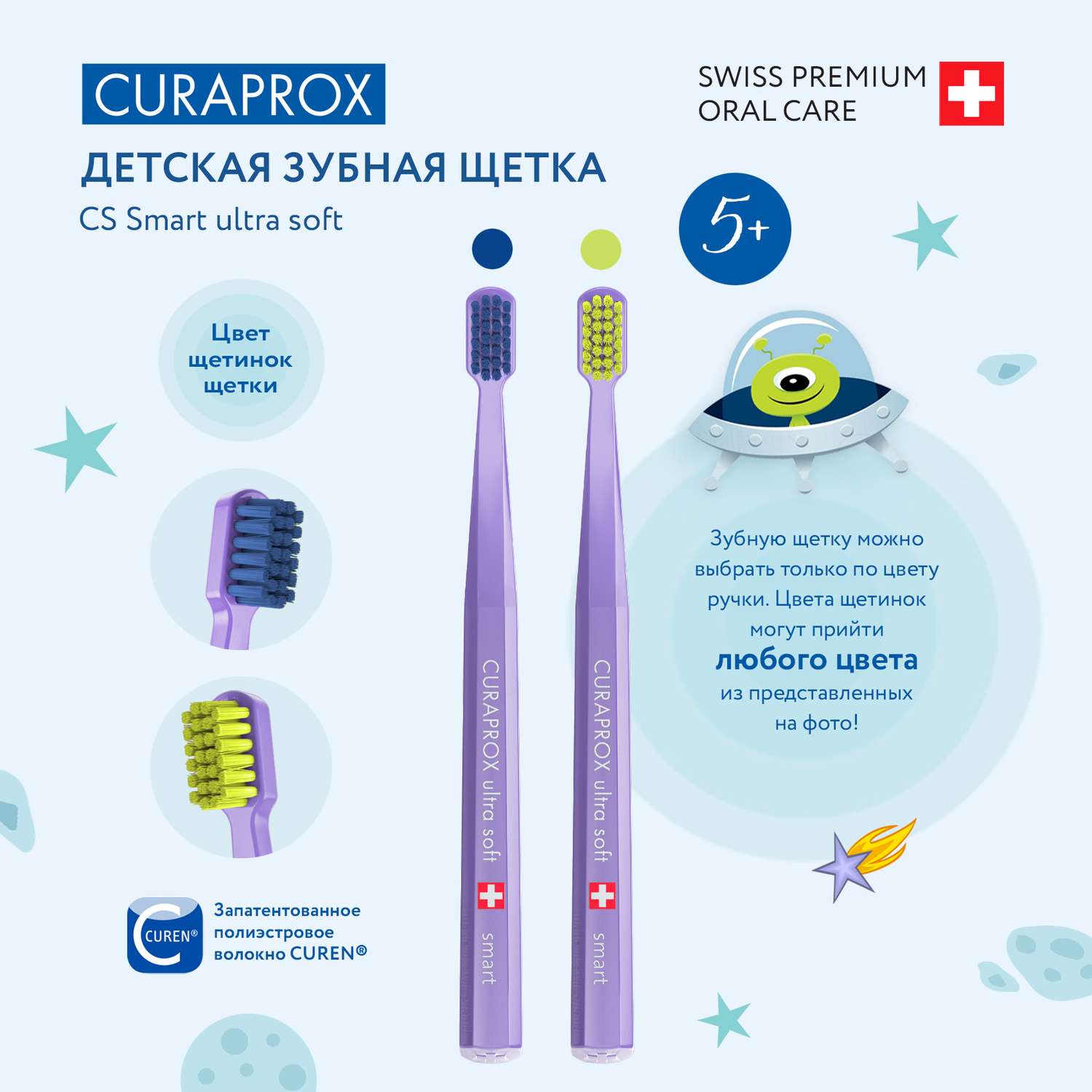Зубная щетка Curaprox Детская Smart фиолетовая - фото 2