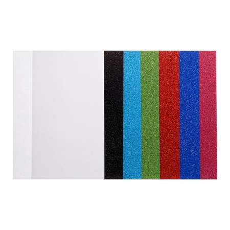 Цветная бумага МУЛЬТИ-ПУЛЬТИ с блестками А5 7 листов 7 цветов в папке Енот в космосе