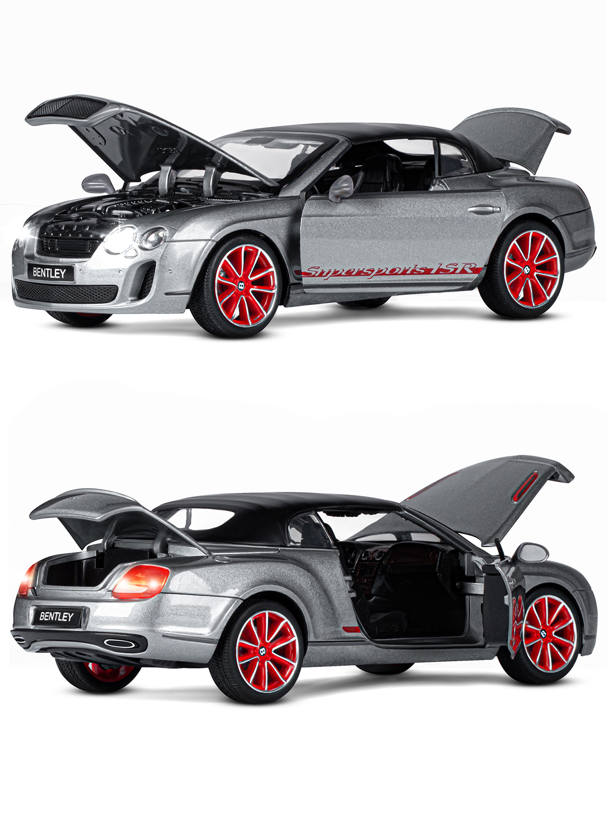 Машинка металлическая АВТОпанорама игрушка детская Bentley Continental Supersports ISR 1:24 серый JB1251021 - фото 6