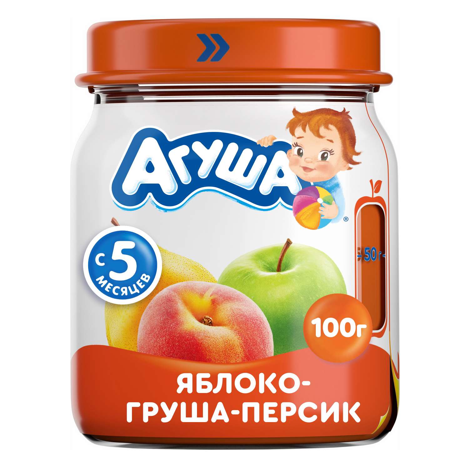 Пюре Агуша яблоко-груша-персик 100г с 5месяцев - фото 2