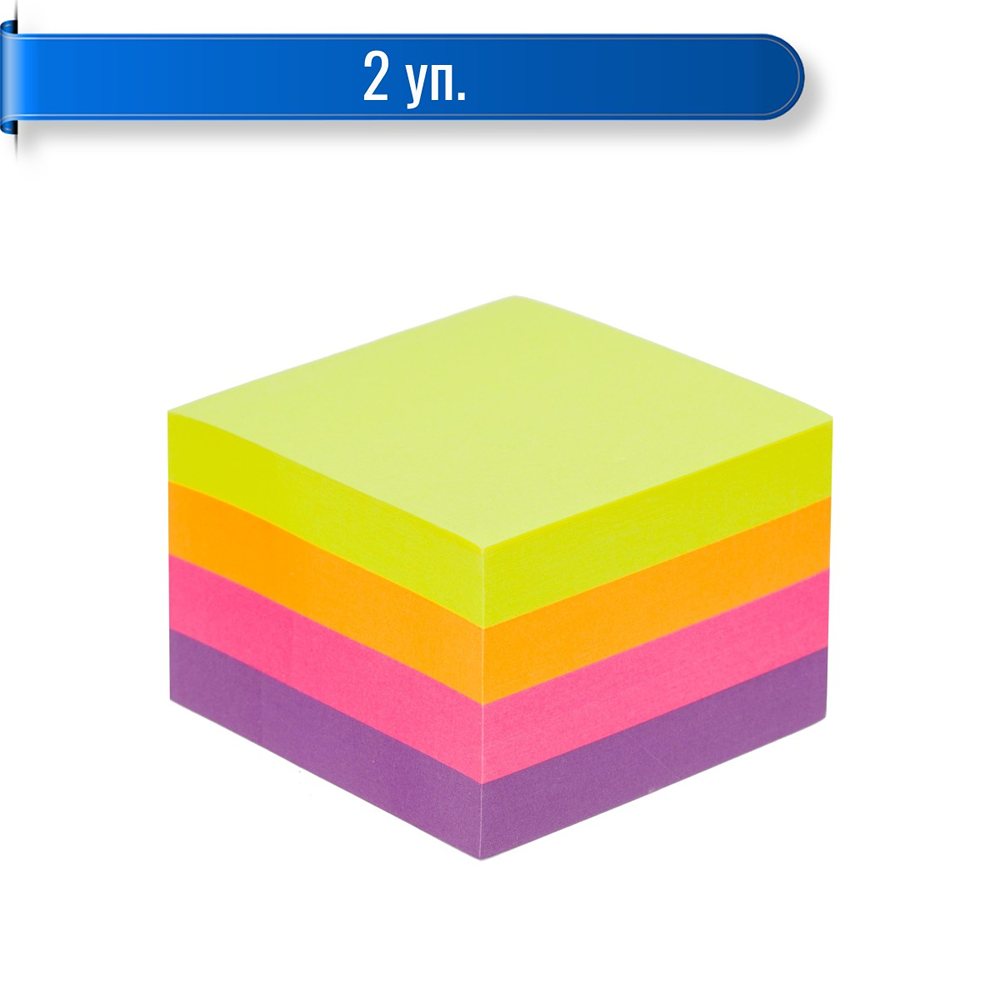 Стикеры Attache куб 51x51 мм -3 4 цвета 400 листов 2 уп. - фото 1