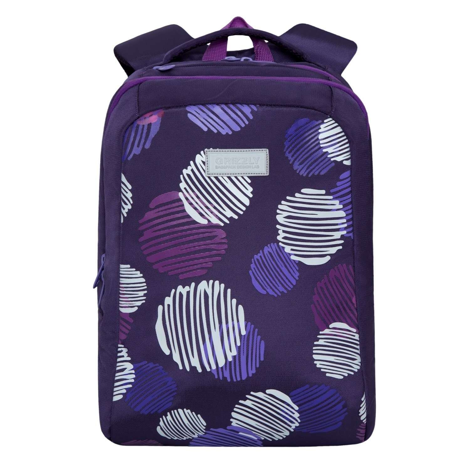 Рюкзак школьный Grizzly Круги Фиолетовый RG-066-2/2 - фото 1