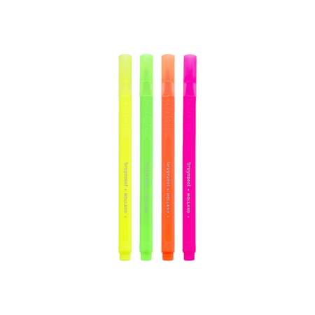 Набор текстовыделителей BRUYNZEEL Teen Neon 4 неоновых цвета желтый зеленый оранжевый и розовый в картонной упаковке