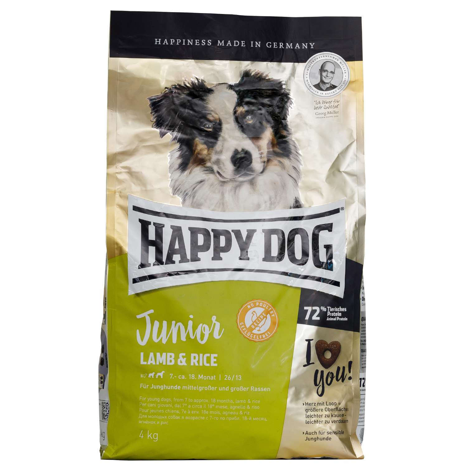 Корм для щенков Happy Dog Supreme ягненок-рис 4кг - фото 1