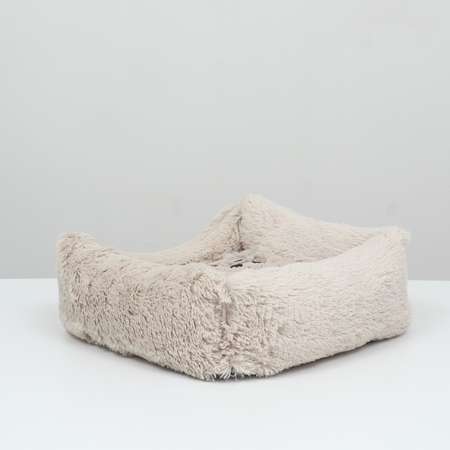 Лежак Пижон с подушкой мех сатин периотек 45х45х15 см бежевый