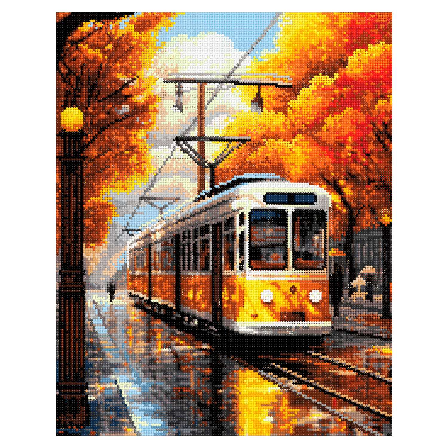 Алмазная мозаика Art sensation холст на подрамнике 40*50 см Осенний трамвай - фото 2