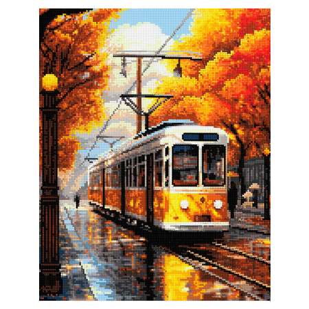 Алмазная мозаика Art sensation холст на подрамнике 40*50 см Осенний трамвай