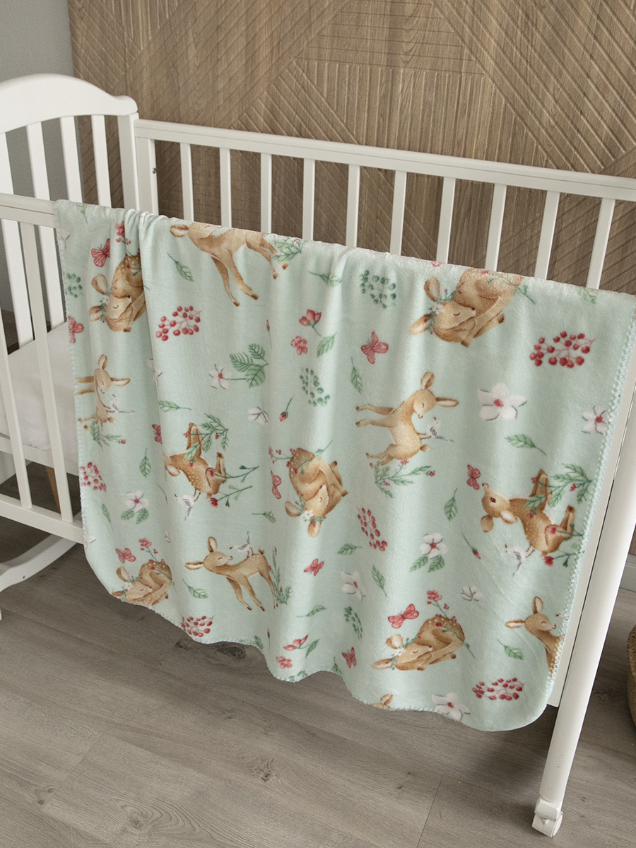 Плед Baby Nice micro flannel Оленята мятный 75х100 см - фото 1