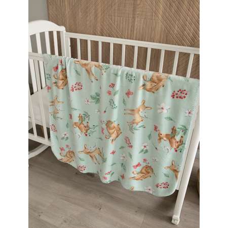 Плед Baby Nice micro flannel Оленята мятный 75х100 см