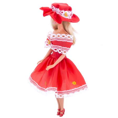 Легкое платье из шелка Модница для куклы 29 см 1401 красный