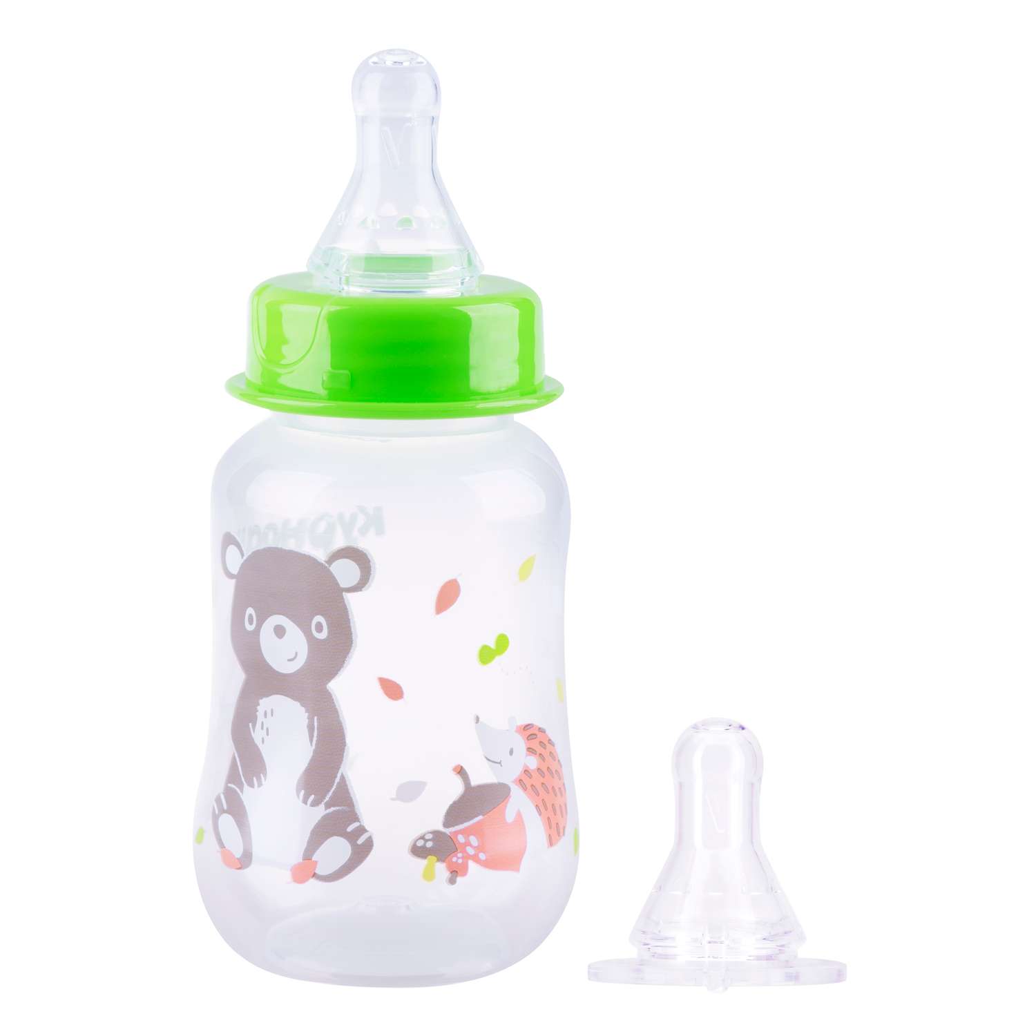 Бутылочка Курносики приталенная с 2-мя силиконовыми сосками молочными 250 мл Мишка - фото 4