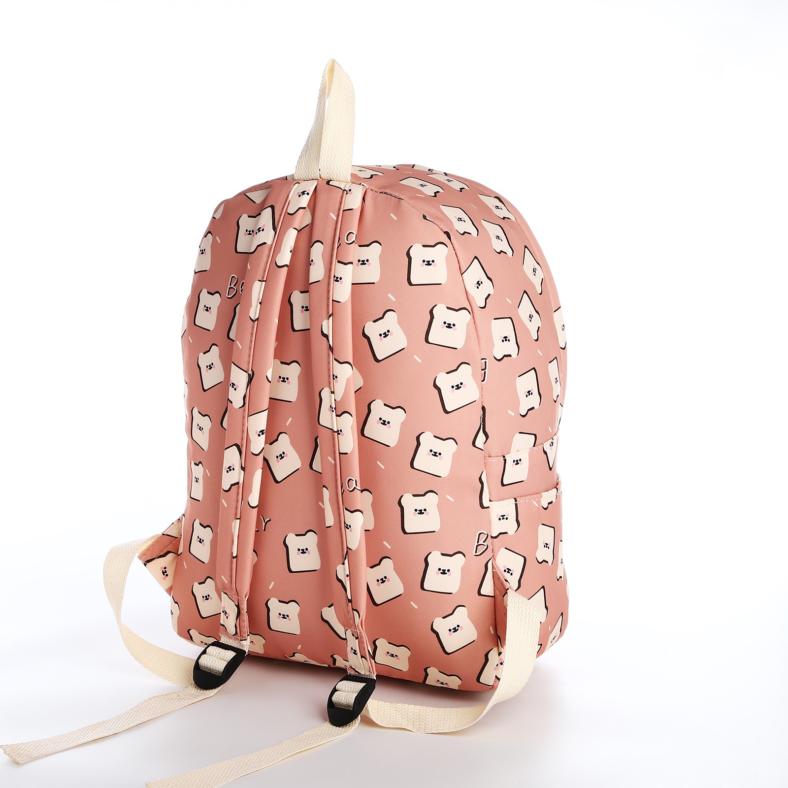 Рюкзак школьный NAZAMOK из текстиля на молнии 3 кармана цвет розовый - фото 2