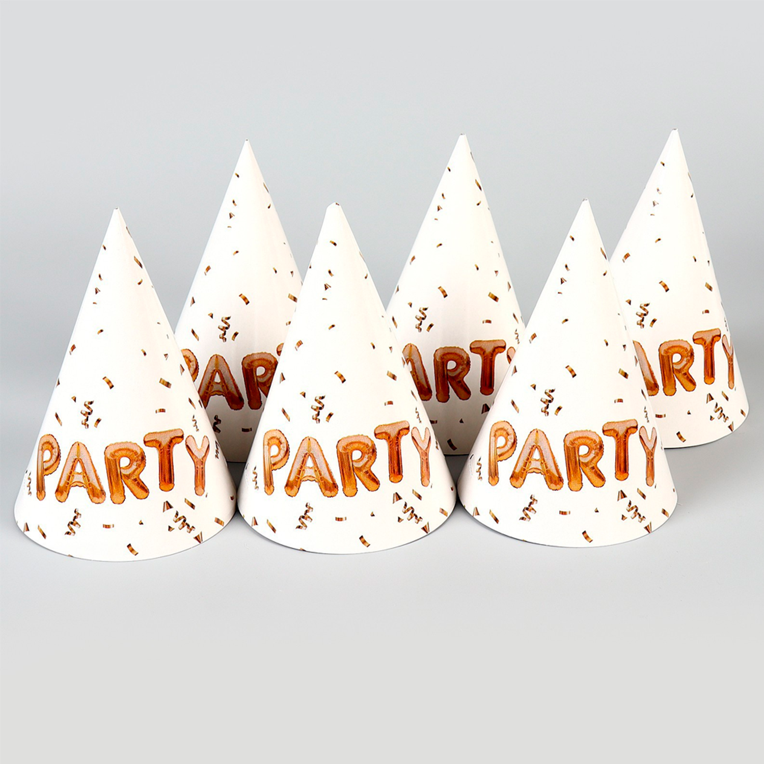 Праздничные колпаки картонные Страна карнавалия Party белые 16 см 6 шт СЛ9559034 - фото 2
