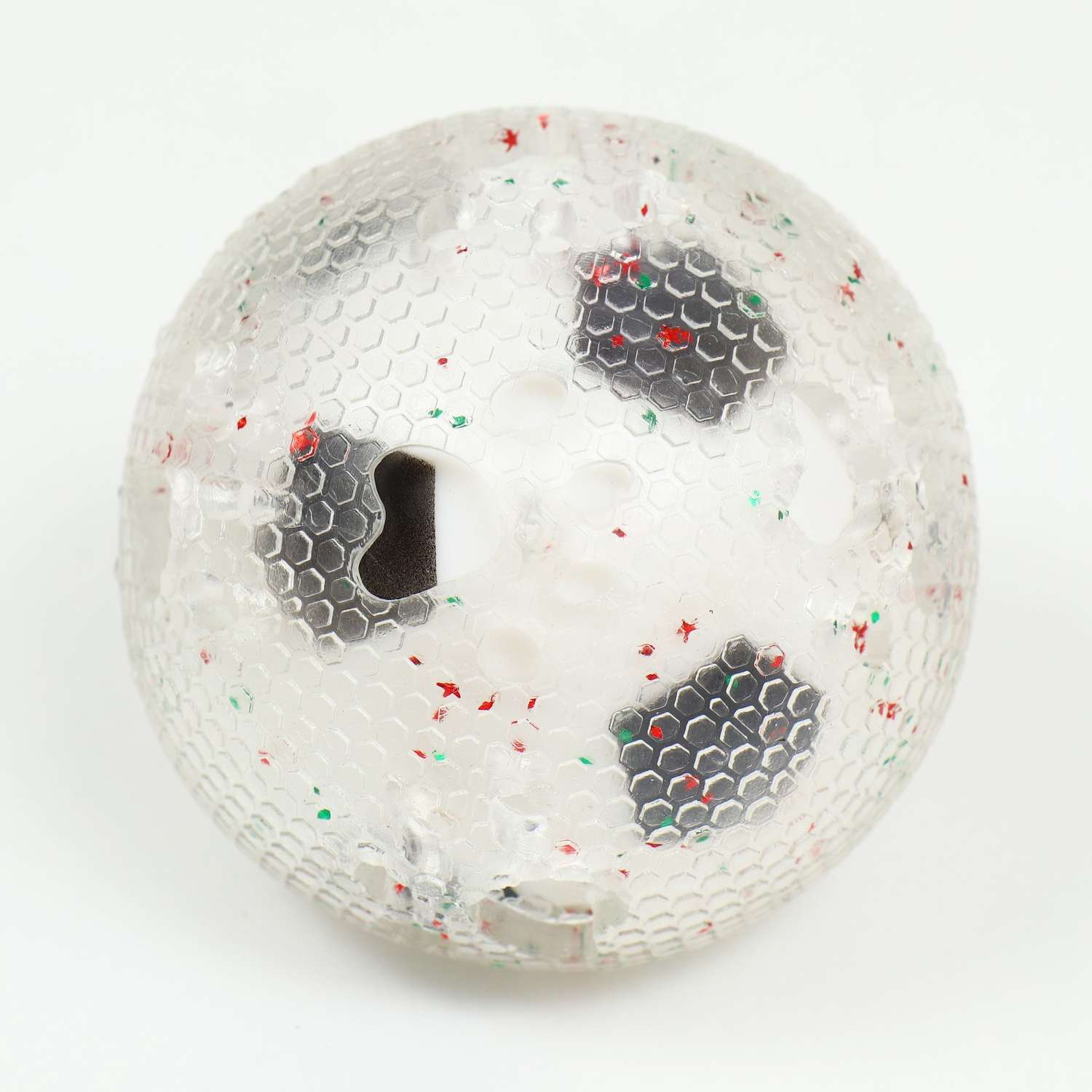 Игрушка Пижон для собак «Мяч футбол-лапки 2 в 1» TPR+винил 7 5 см прозрачная/белая с чёрным - фото 2