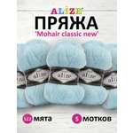 Пряжа Alize полушерстяная Mohair classic new 100 гр 200 м 5 мотков 522 мята