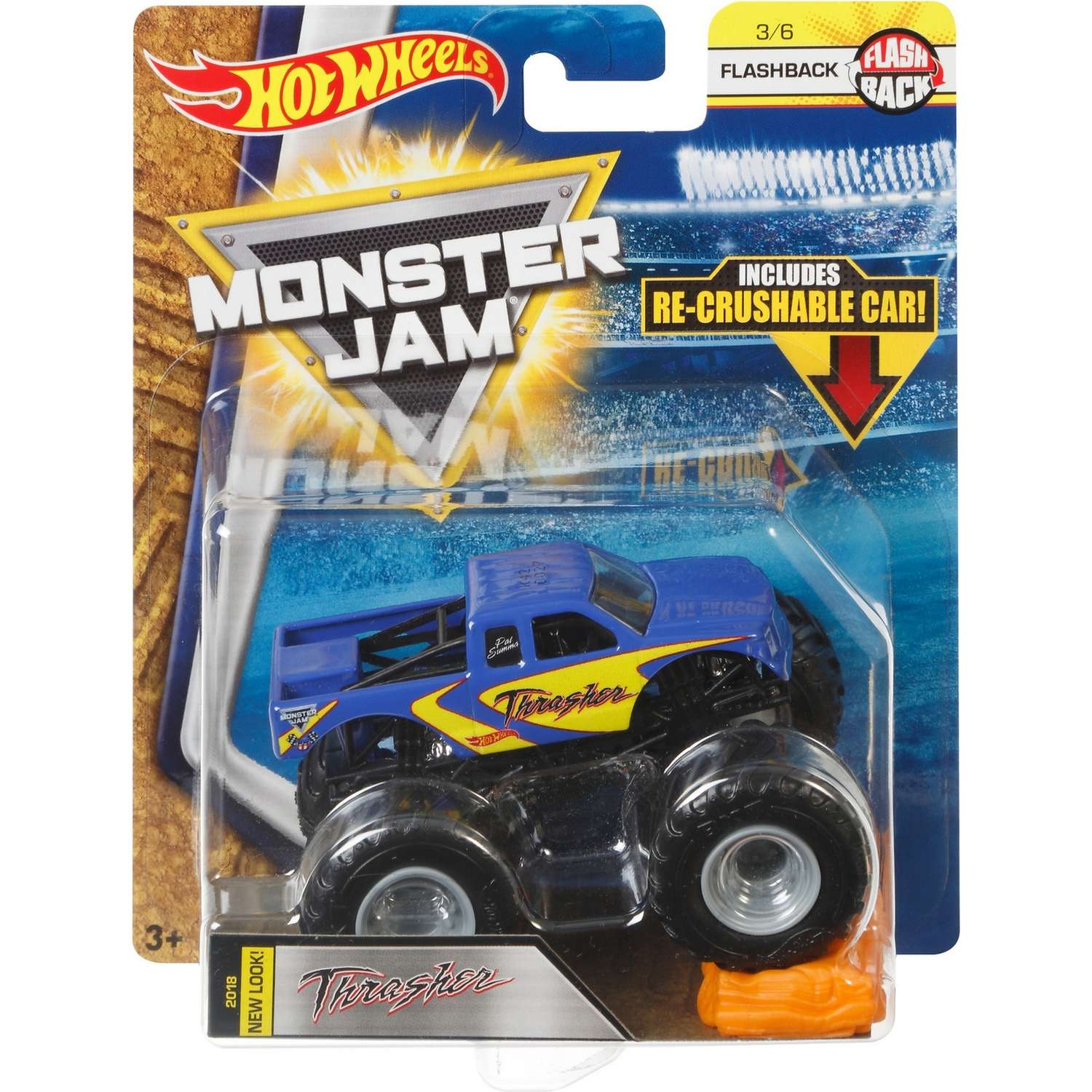 Машина Hot Wheels Monster Jam 1:64 Flashback Молотильщик FLW93 21572 - фото 2