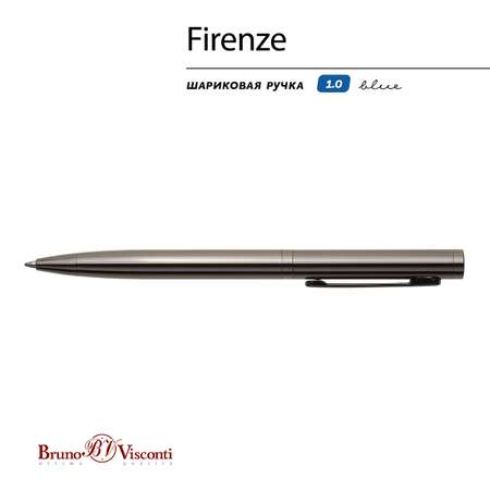 Ручка шариковая Bruno Visconti Автоматическая firenze цвет корпуса вороненая сталь 1 мм синяя в черном футляре