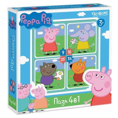 Пазлы ORIGAMI Peppa Pig 9-16-25-36 в ассортименте