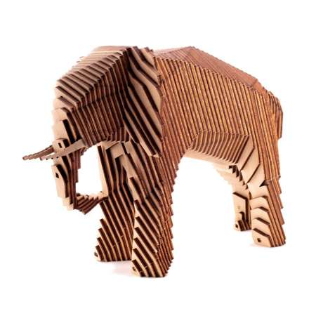 Деревянный конструктор Uniwood Слон с набором карандашей