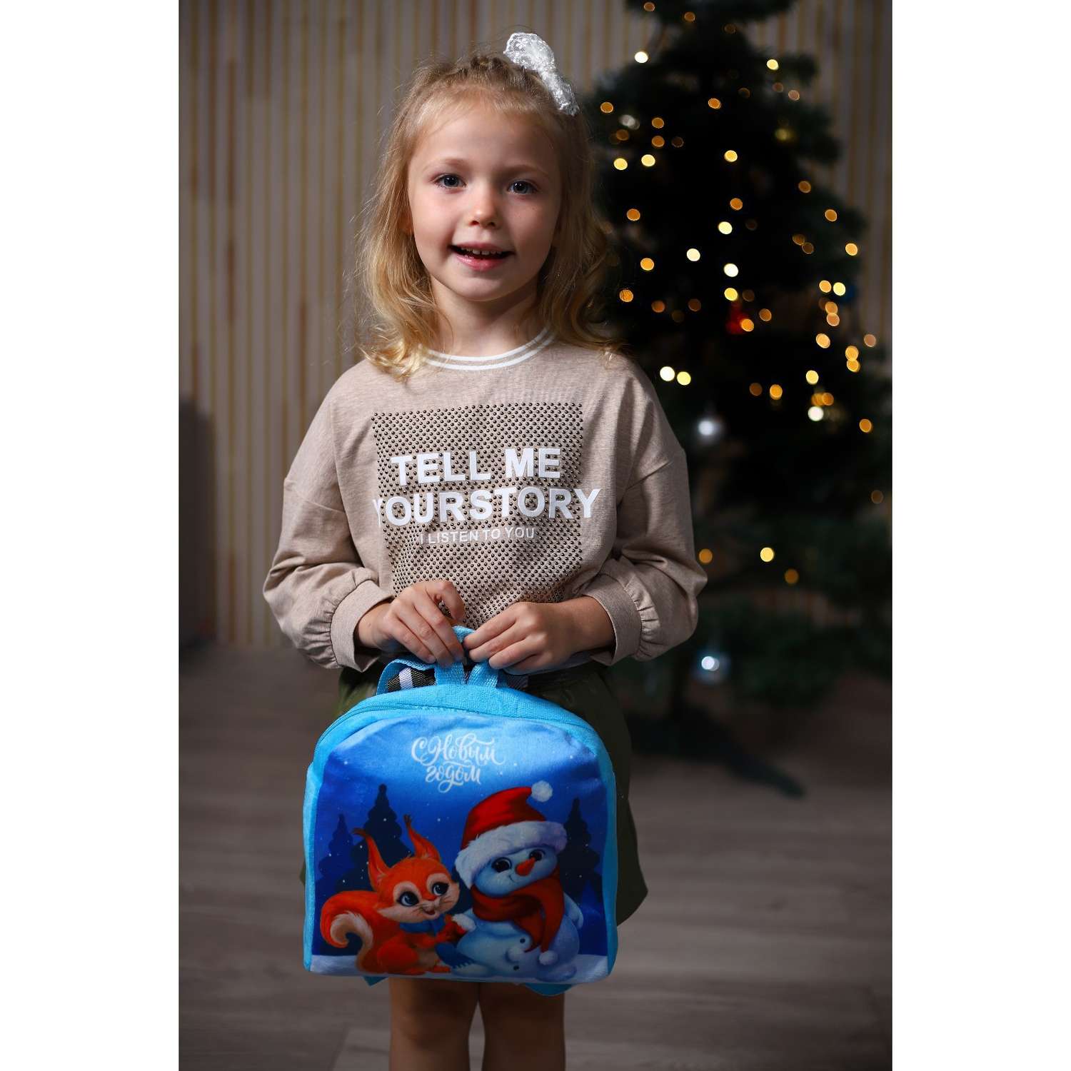 Рюкзак Milo Toys детский «С Новым годом» белочка и снеговик 26×24 см - фото 9