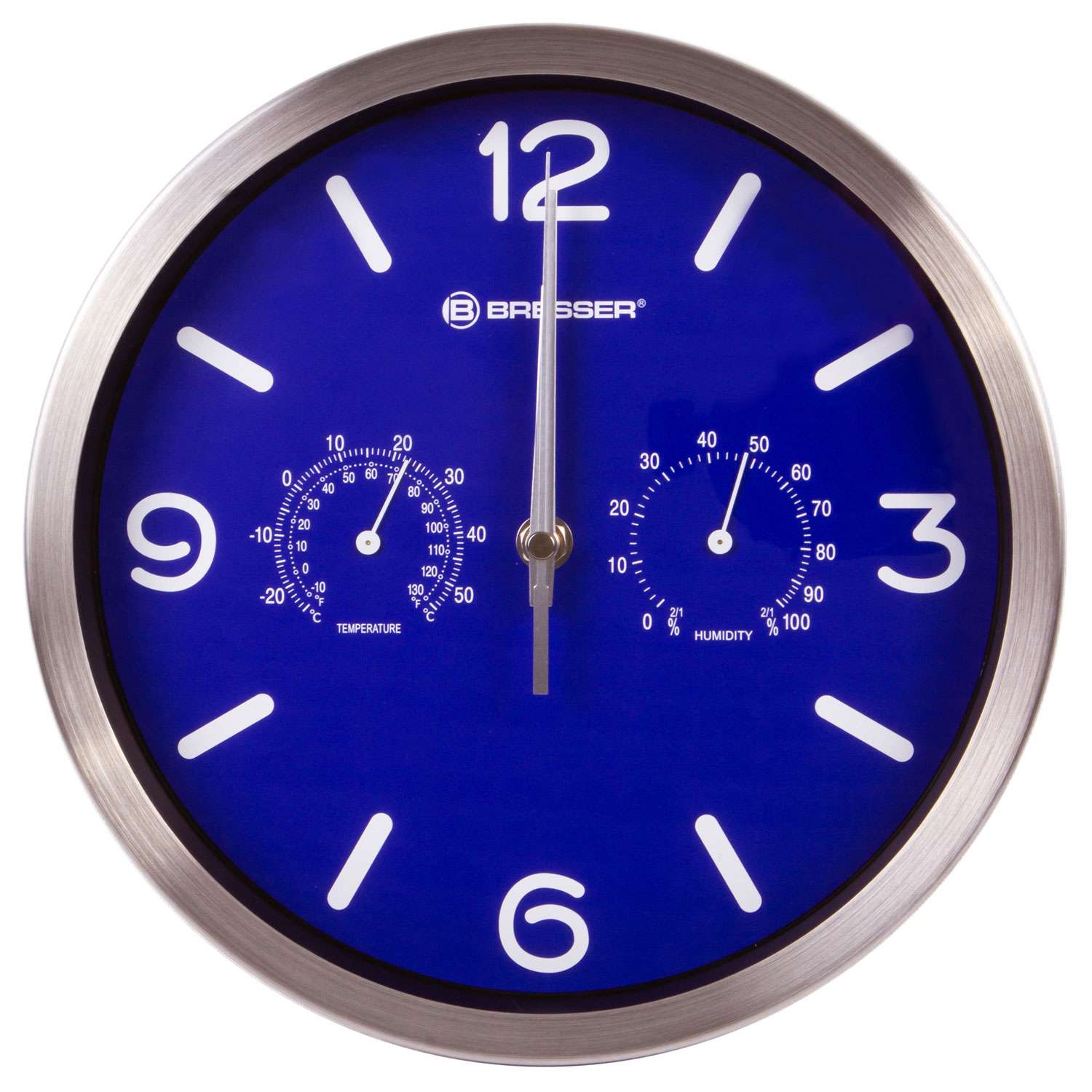 Часы настенные Bresser MyTime ND DCF Thermo/Hygro 25 см синие - фото 1