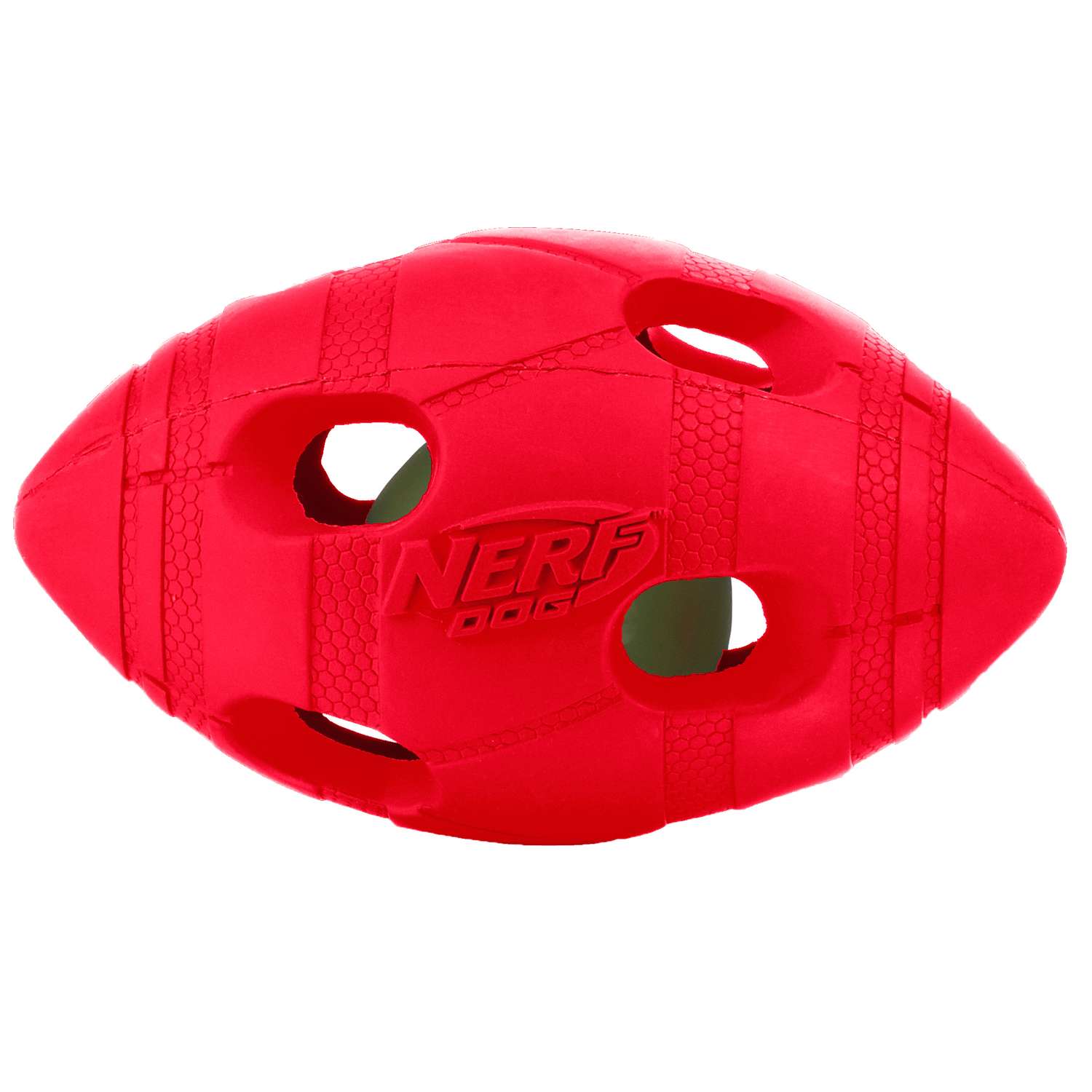 Игрушка для собак Nerf Dog Мяч для регби светящийся средний Красный - фото 1