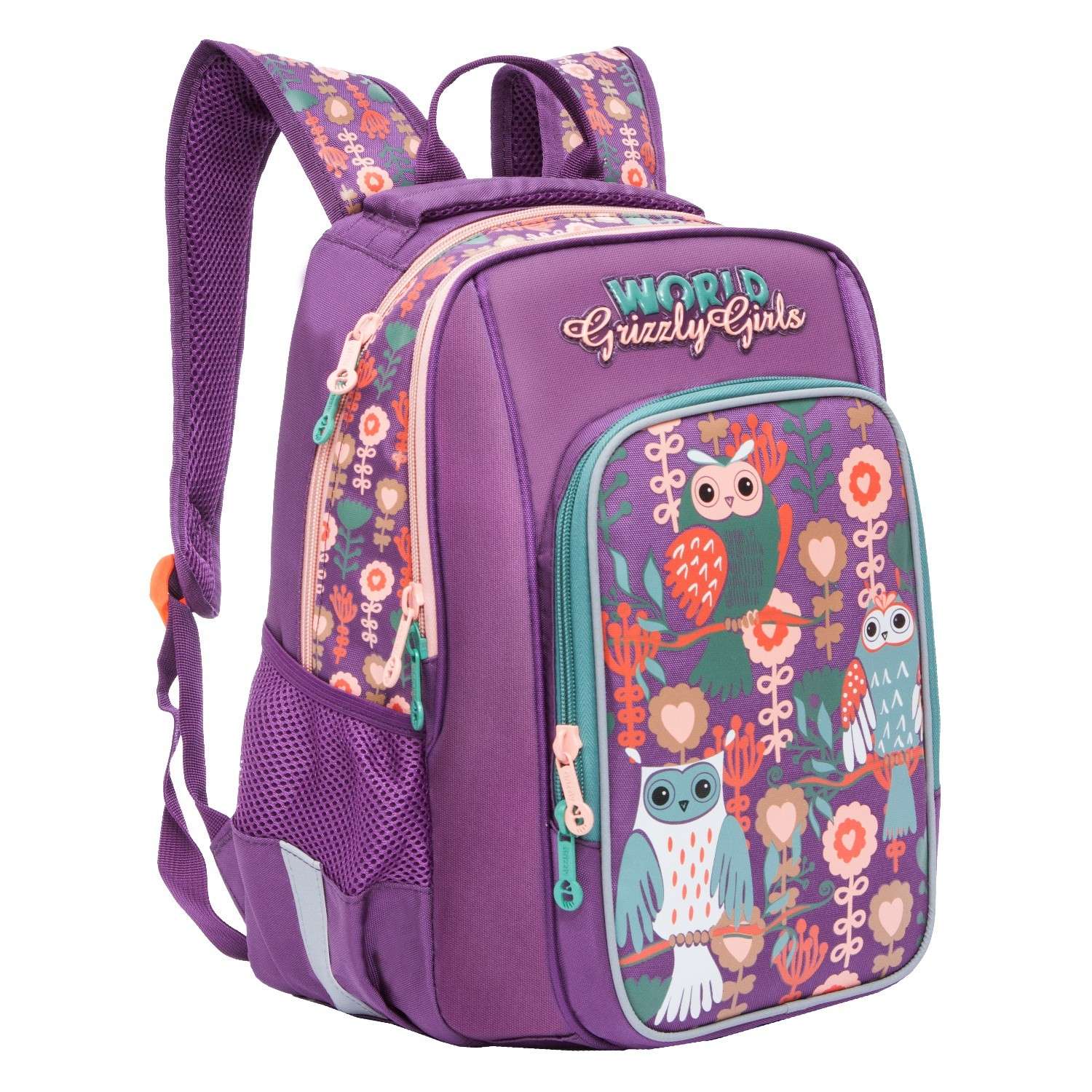 Рюкзак Grizzly 4 Совы для девочек Фиолетовый - фото 2