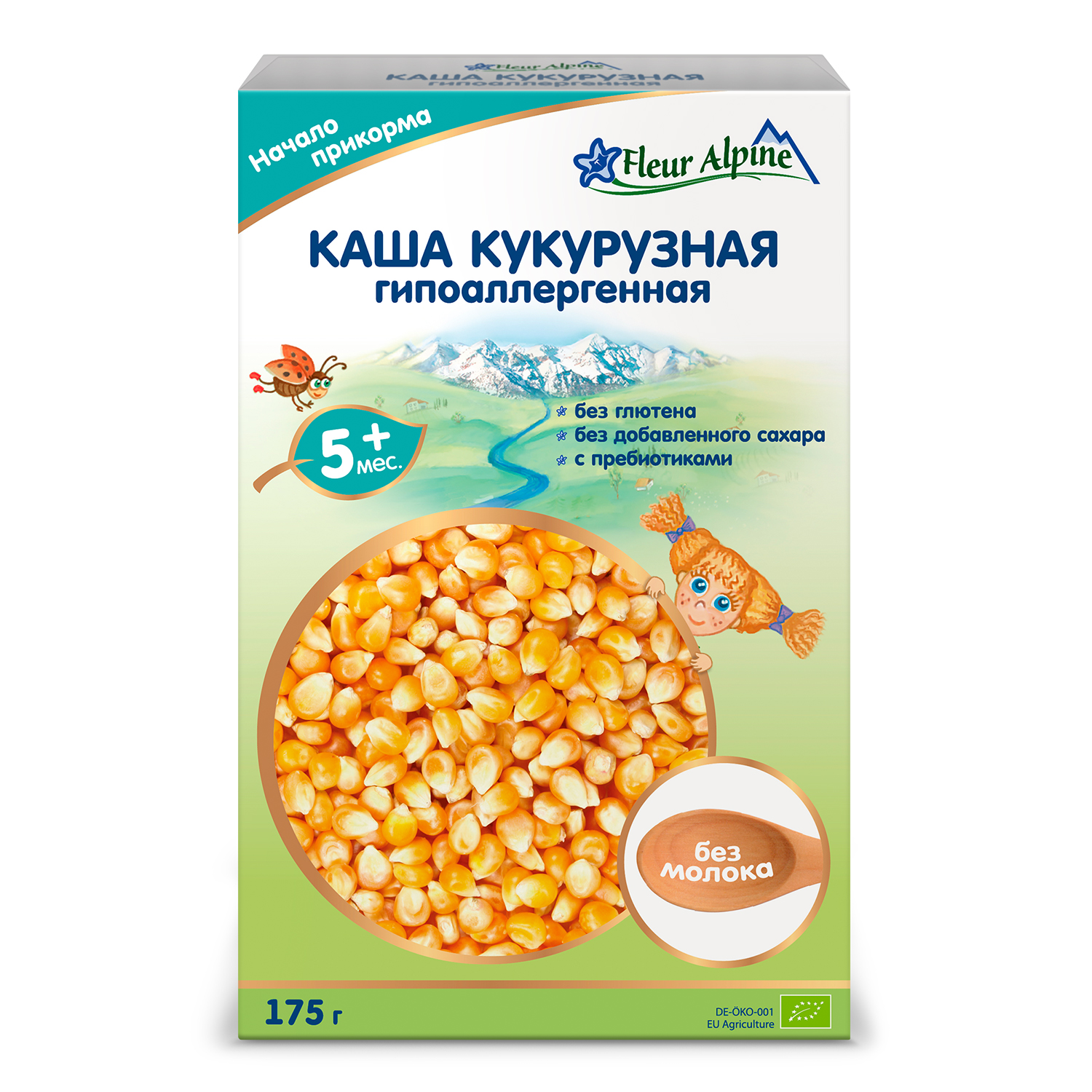 Каша Fleur Alpine безмолочная кукурузная с пребиотиками гипоаллергенная 175г с 5мес - фото 1