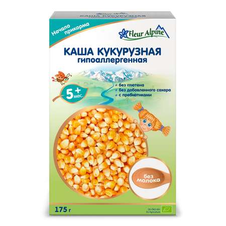 Каша Fleur Alpine безмолочная кукурузная с пребиотиками гипоаллергенная 175г с 5мес