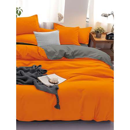 Комплект постельного белья PAVLine Манетти полисатин 2-спальный оранжевый/серый S19