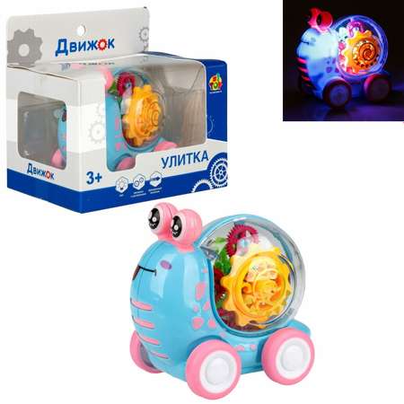Интерактивная игрушка 1TOY Улитка прозрачная с световыми эффектами голубой