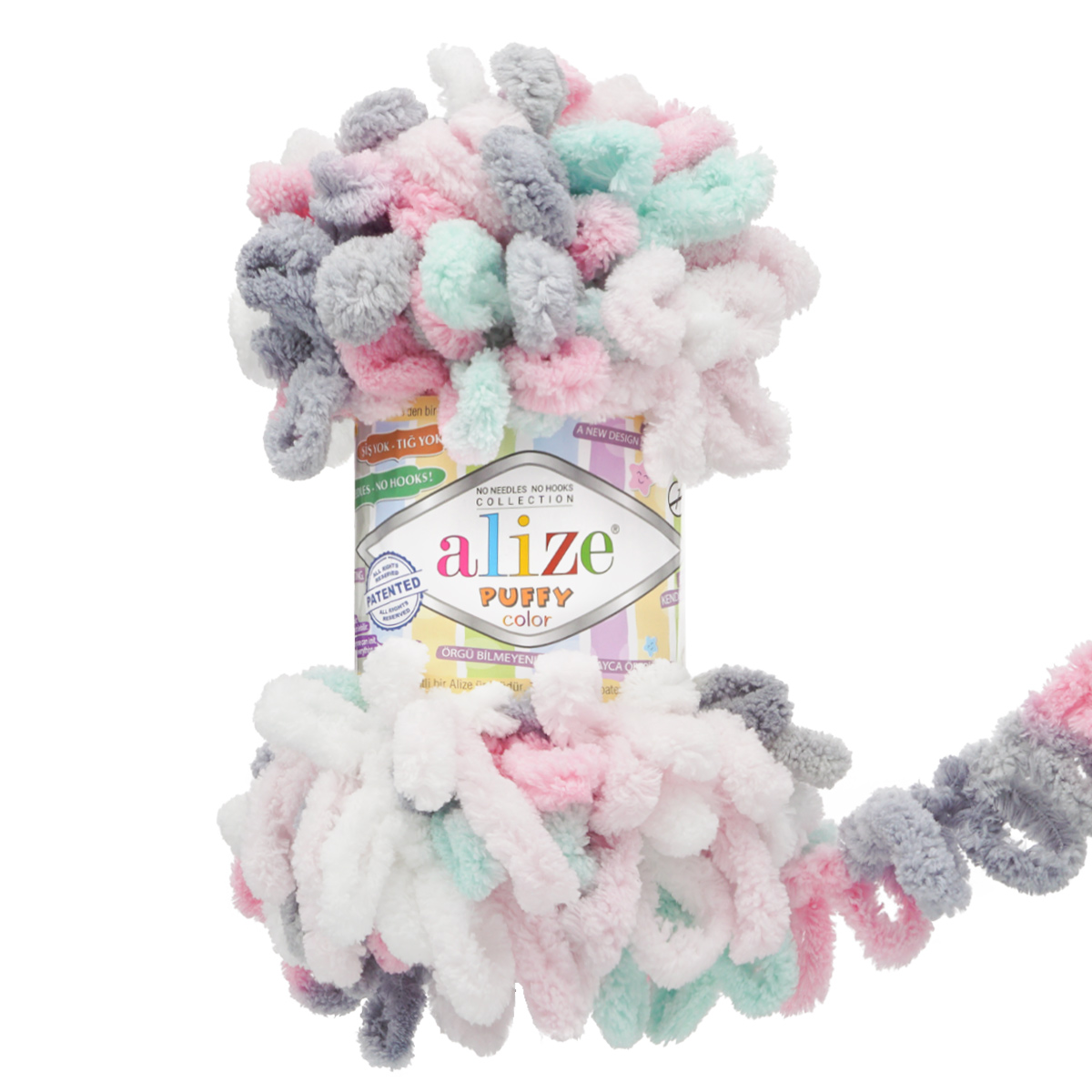 Пряжа для вязания Alize puffy color 100 г 9 м микрополиэстер плюшевая мягкая 5864 секционный 5 мотков - фото 7