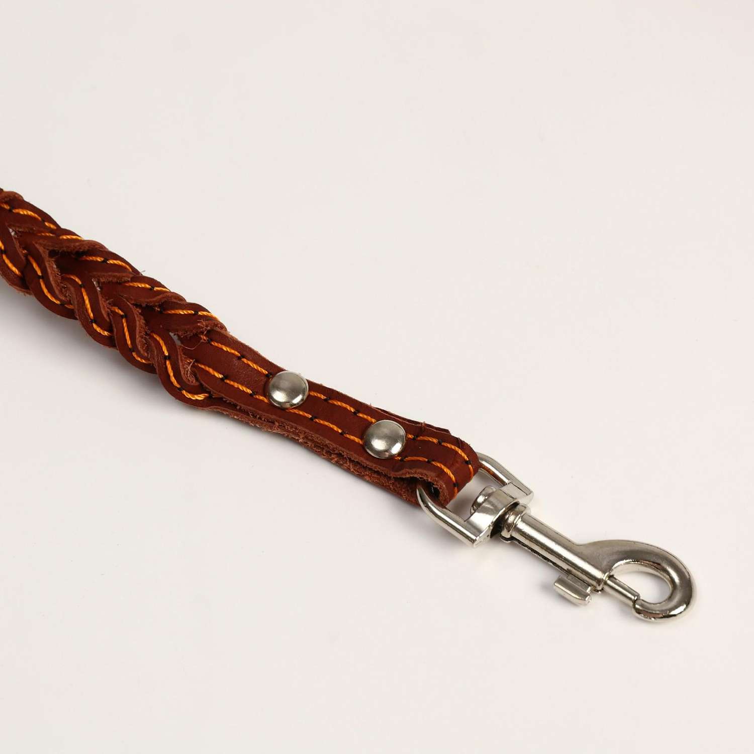 Поводок Пижон кожаный плетеный «Коса» 1.25 м х 1.1 см коричневый - фото 2