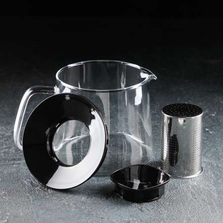 Чайник Sima-Land стеклянный заварочный «Локи» 1 4 л с металлическим ситом цвет чёрный