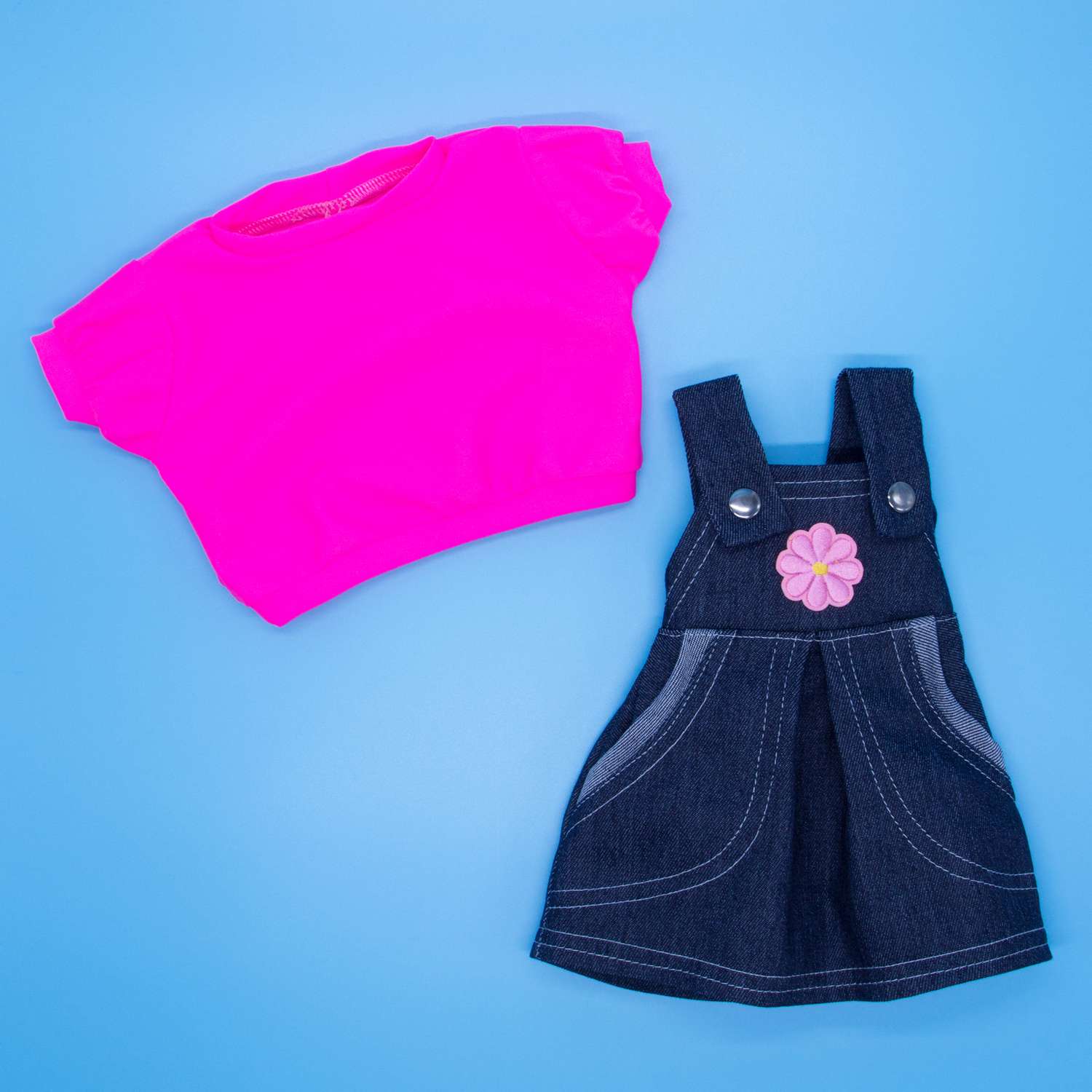 Джинсовый набор Модница для пупса 43-48 см синий-розовый 6111синий&amp;розовый - фото 12