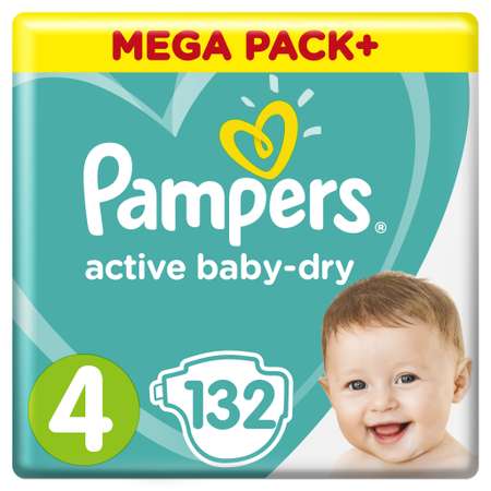 Подгузники Pampers Active Baby-Dry 132 шт. 4 9-14 кг