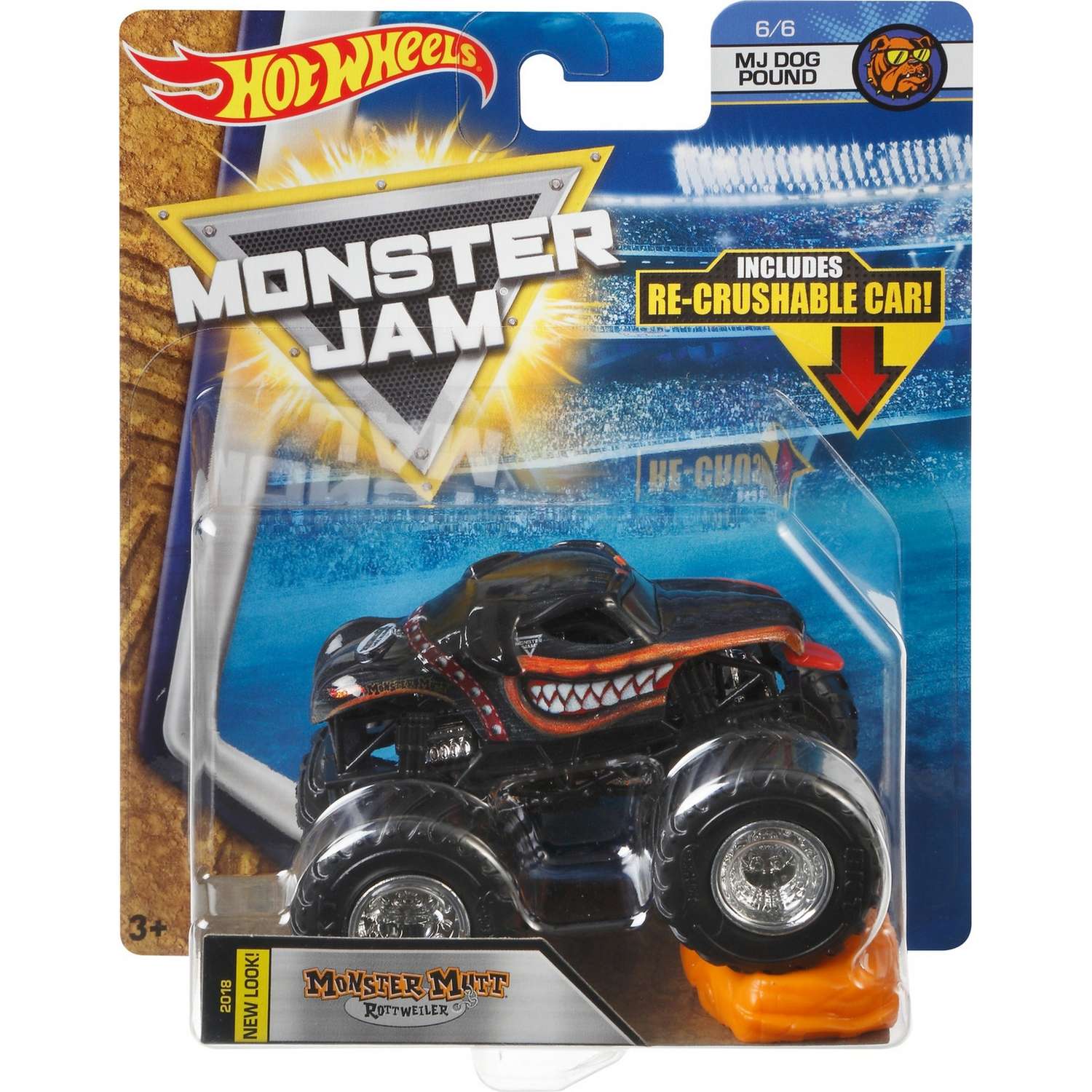 Машина Hot Wheels Monster Jam 1:64 Dog Pound Монстр-пес Ротвейлер FLX20 21572 - фото 2