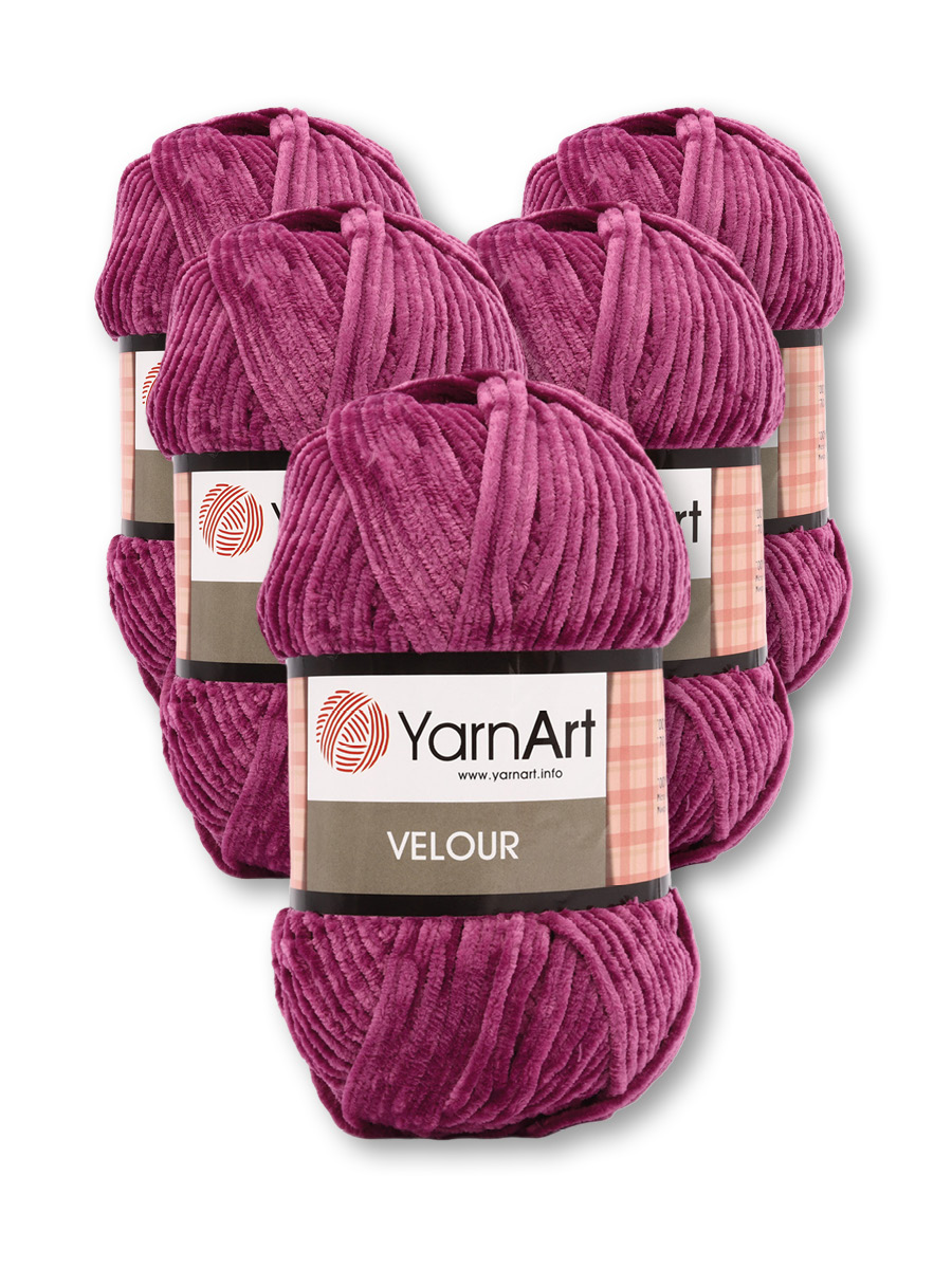 Пряжа для вязания YarnArt Velour 100 г 170 м микрополиэстер мягкая велюровая 5 мотков 855 пурпурный - фото 3