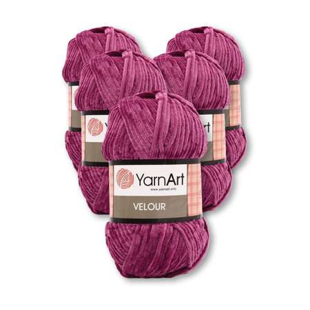 Пряжа для вязания YarnArt Velour 100 г 170 м микрополиэстер мягкая велюровая 5 мотков 855 пурпурный