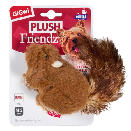 Игрушка для собак GiGwi Plush Friendz Белка с пищалкой 16см 75308