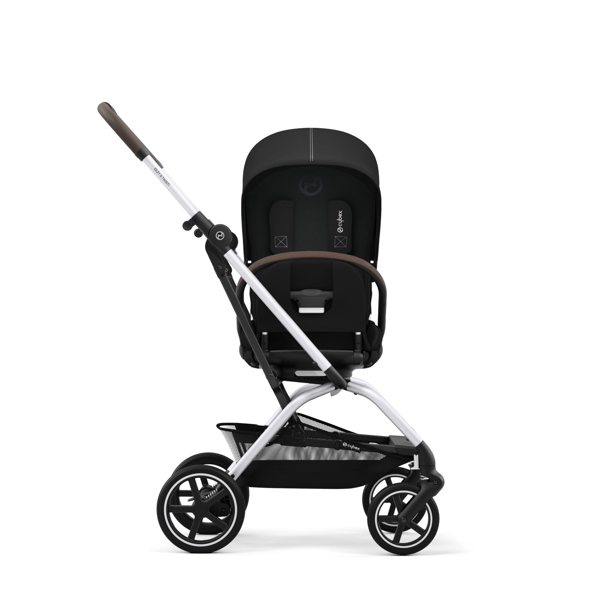 Коляская детская Cybex Eezy S Twist+ 2 SLV Moon Black с дождевиком и бампером - фото 3