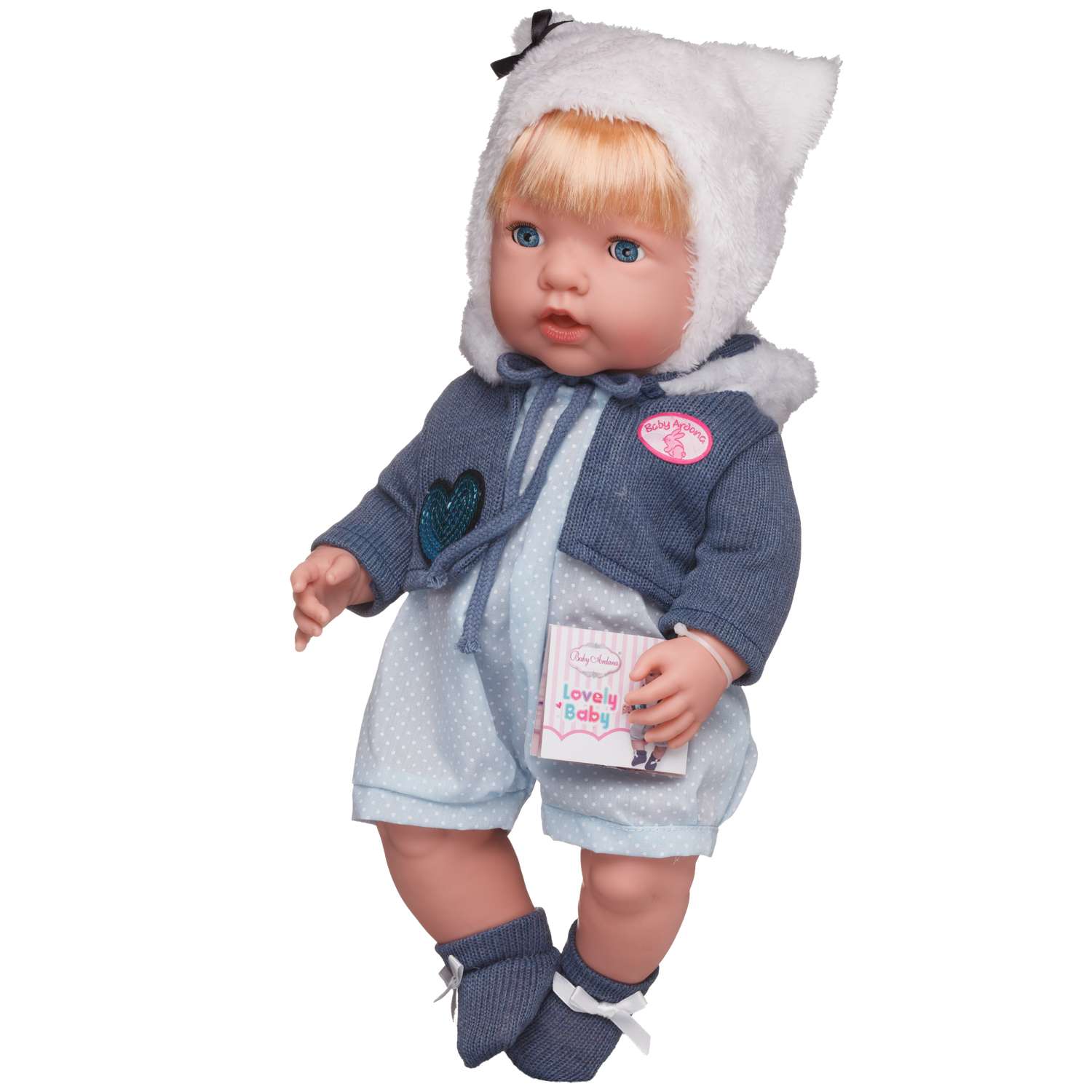Кукла-пупс ABTOYS Baby Ardana в комбинезоне и синей курточке в наборе с аксессуарами в коробке 40см WJ-C0013 - фото 2