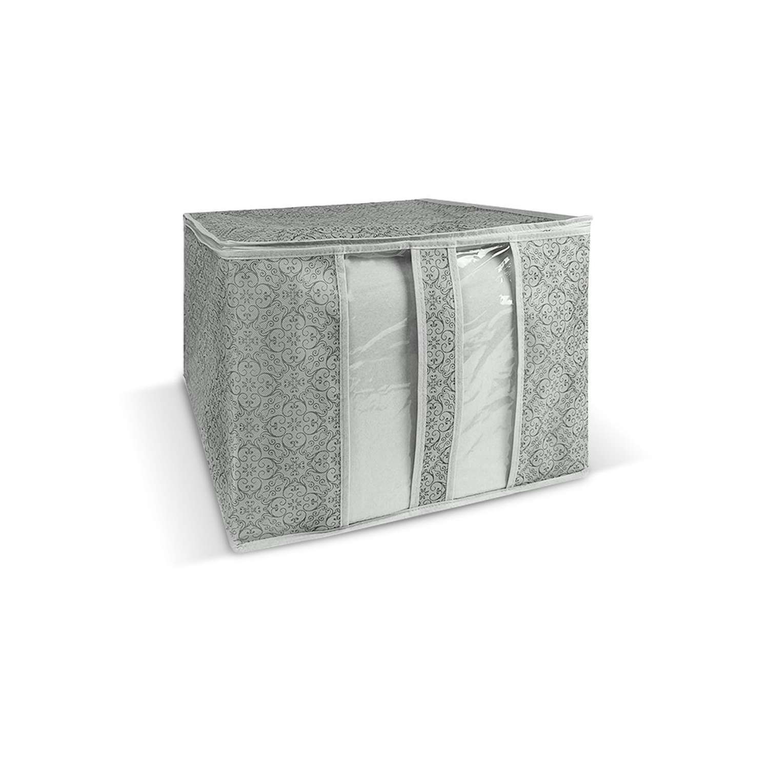 Кофр Грей большой ГЕЛЕОС для хранения одеял и подушек серый 60х50х35 см - фото 12